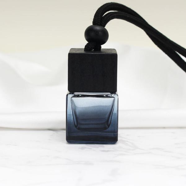 Botella difusora de aroma negra de 8 ml, botella difusora de vidrio colgante con tapas de madera negra