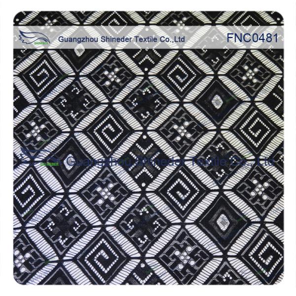 Black Rhombic Wedding Rayon Nylon Lace Fabric