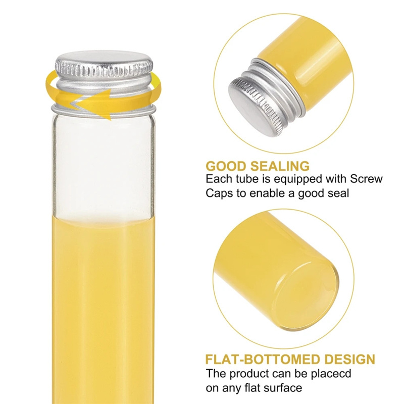 Laboratory Clear Flat Bottom Borosilicate Glass Test Tube Glass Tube with Screw Cap
