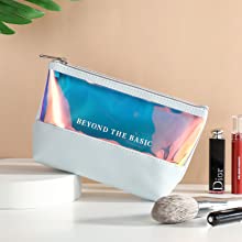 DAZZLING HOLOGRAPHIC, TPU PVC Laser Cosmetic Bag, Makeup Organizer Bags, Jelly Purse, Hanging Toiletry