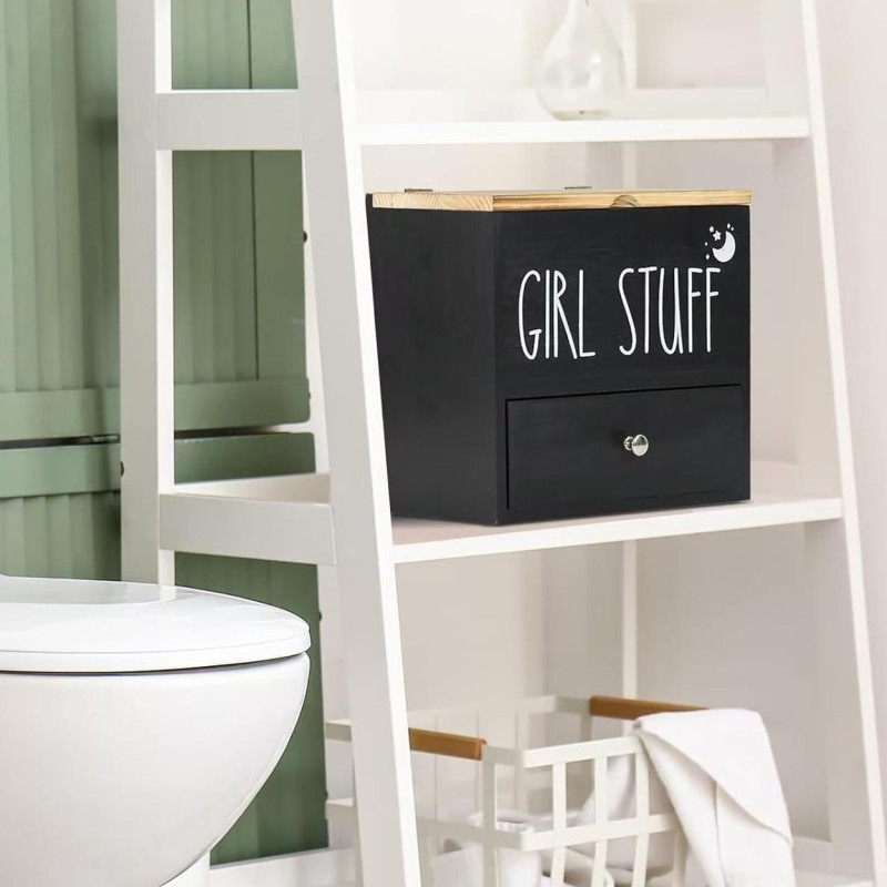 Wooden Clamshell Storage Box Laundry Coagulant Storage Box Household Solid Wood Sanitary Napkin Storage Box