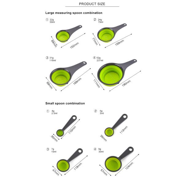 Kitchenware Measuring Cups And Spoon Set Silicone Collapsible