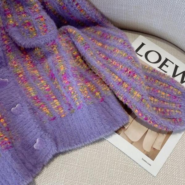 Розовая пурпурная мода шахматной доски Bespoke кардиган кнопки элегантных женщин свитеров