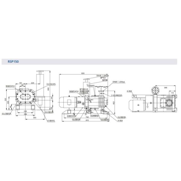 150 м3/ч Скорость насоса RSP150 Полупроводниковый нежирный сухой винтовый вакуумный насос для промышленности