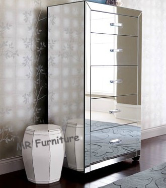 60 Inches High Mirrored Side Board Chest Stable Structure Reliable Material