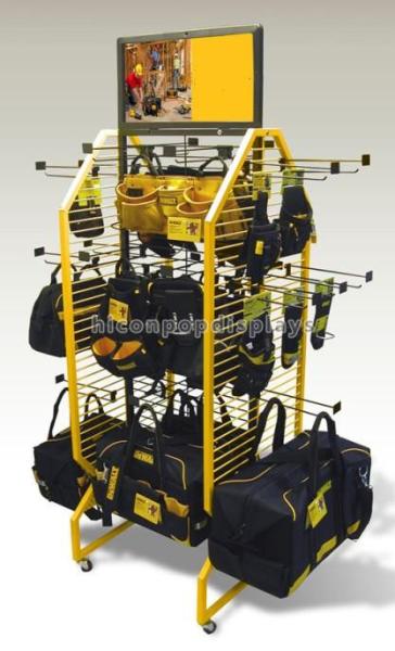 Movable Retail Store Fixtures , Freestanding Bag Merchandising Metal Wire Retail Store Shelving