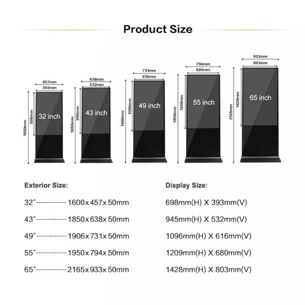 Vertical Digital Advertising Display 43 Inch - Multimedia Playback, Scheduled Customization, Remote Management