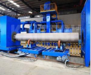 Floor Mounted Round Steel Pipe Shot Blasting Machine , Pipe Blast Cleaning