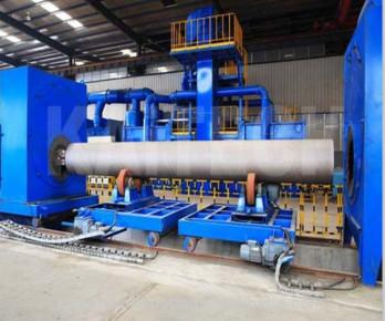 Floor Mounted Round Steel Pipe Shot Blasting Machine , Pipe Blast Cleaning Machine