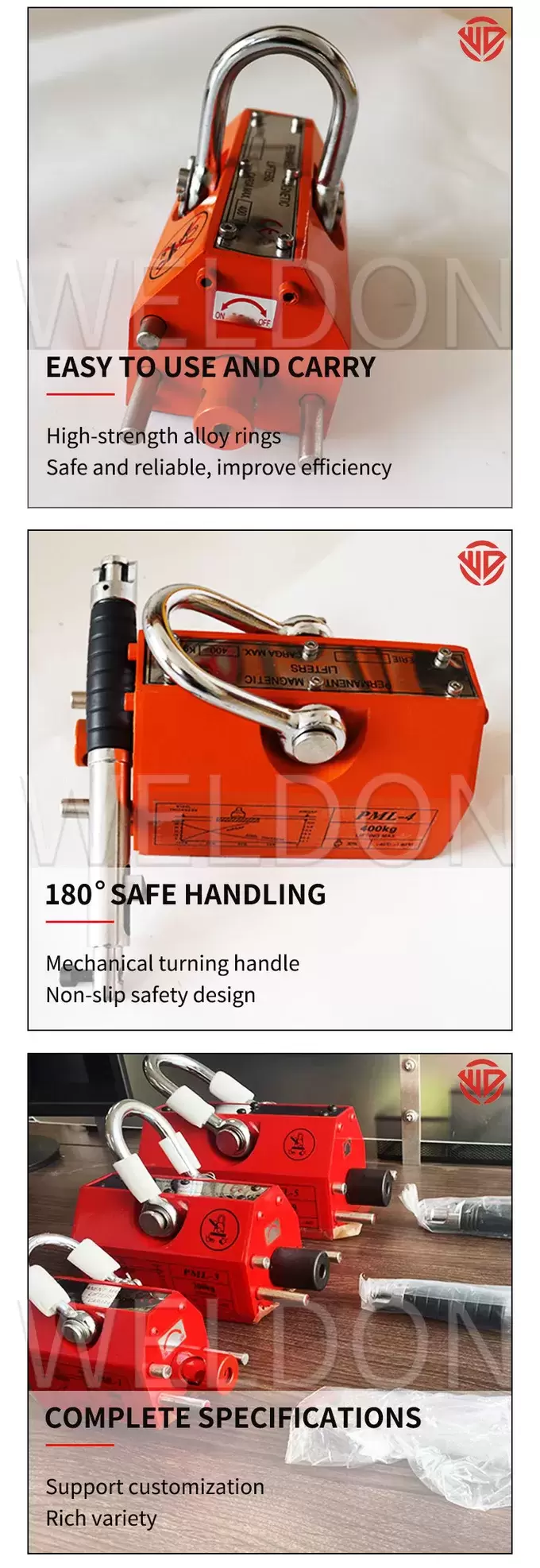 3.5 / 3 / 2.5 / 2 Times Magnet Lifting Device Manual Magnet For Lifting Steel Plate