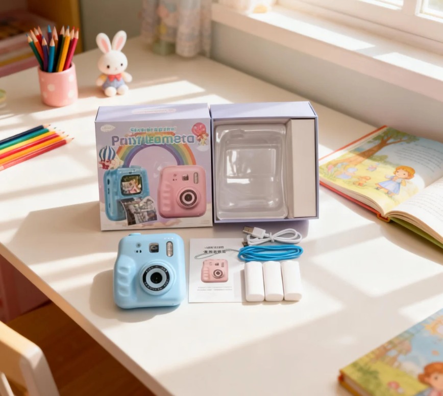 Kids Polorid Camera Full HD CCD Instant Print Thermal Paper Printing Selfie Flash Eye Protection IPS Screen 120 Wide Angle 3