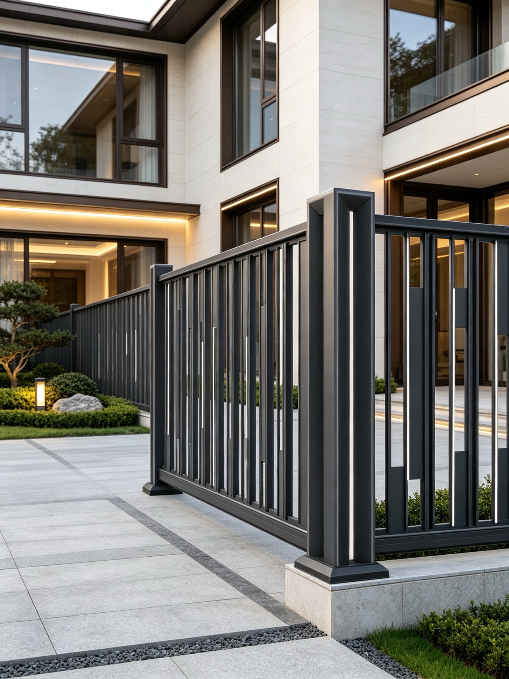 Modern Minimalist Vertical Aluminum Yard Fence with High-Quality Metal and Matte Finish for Long-Lasting Durability