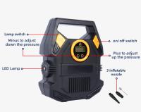 Gonfleur de pneus portable 12V DC 120 PSI avec manomètre numérique