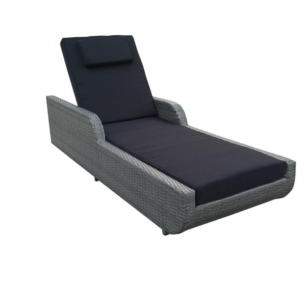 Chaise Lounge Outdoor Rattan Wicker Sun Bed Hotel Wooden Backrest Adjustable