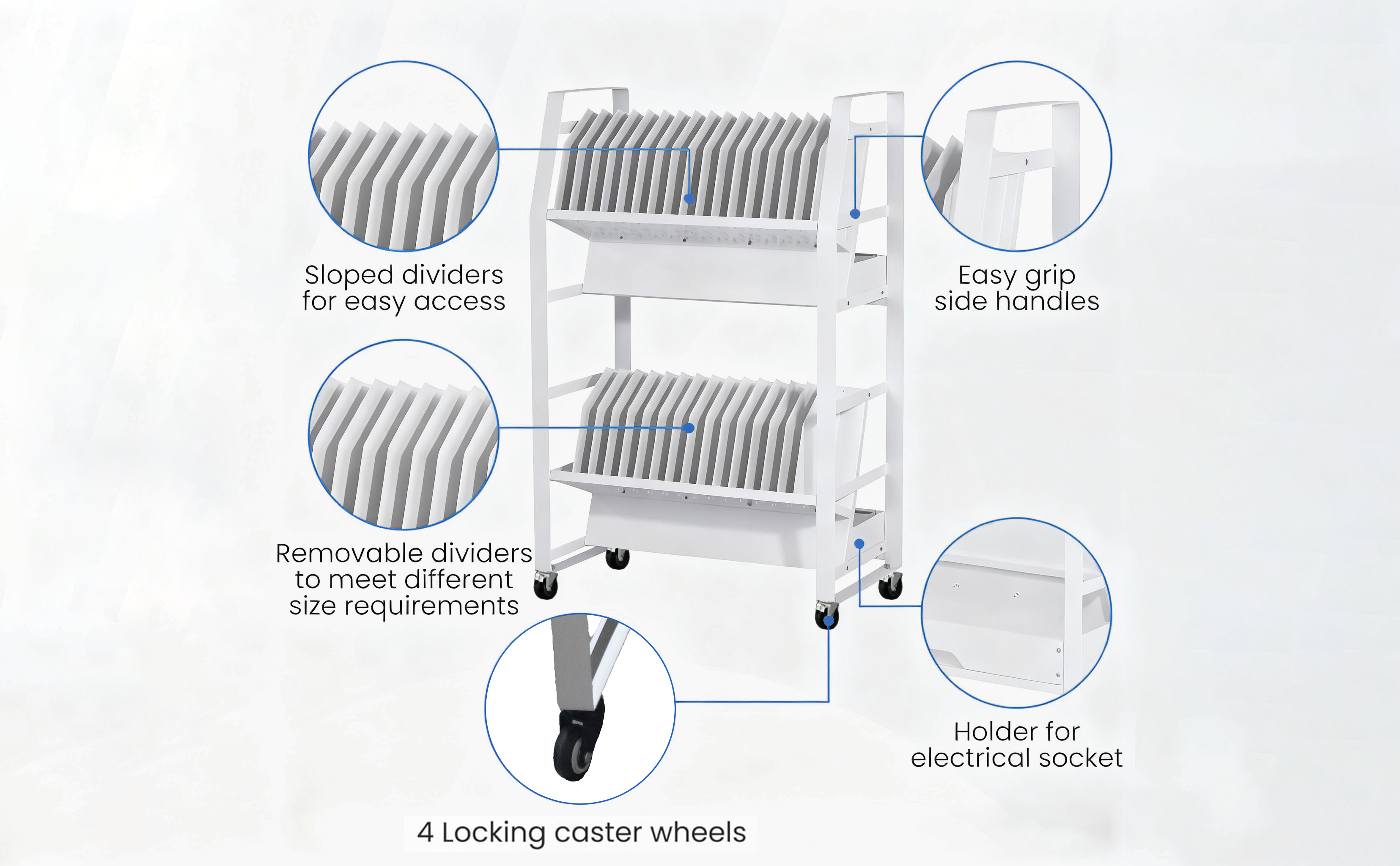 32 Device Tablet & Laptop Charging Cart With Adjustable Slots | Secure Mobile Charging Station