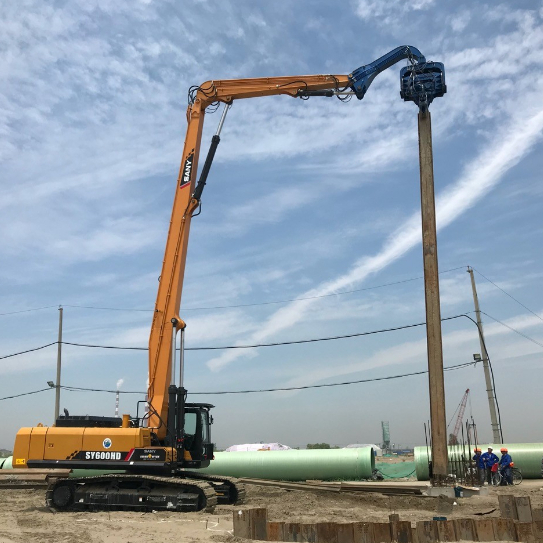 Hydraulic Pile Driver For Excavators - Blue Design With Larsen Steel Sheet Pile Compatibility