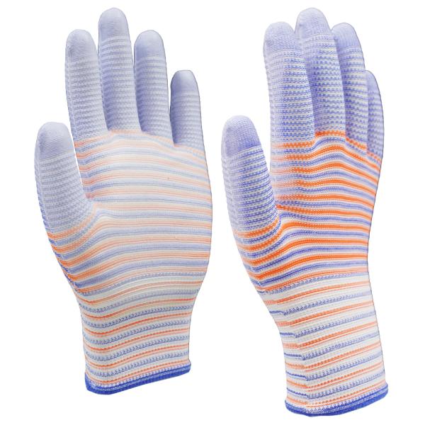 13 Gauge Polyester PU Palm Coated Gloves with Zebra Design