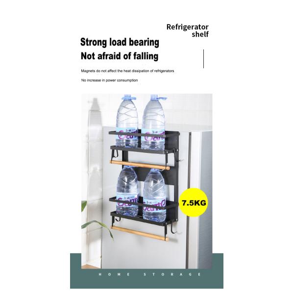 4 Tier Magnetic Fridge Organizer for Kitchen Paper Towel Holder 5 Hooks and 2.6KG Capacity