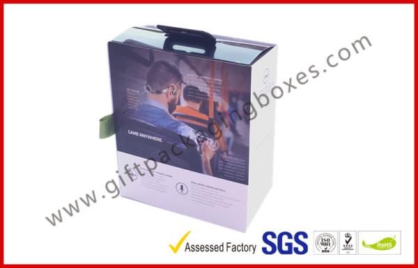 Hard cover printing plastic earphone hook gift boxes , Customized electronic product gift box