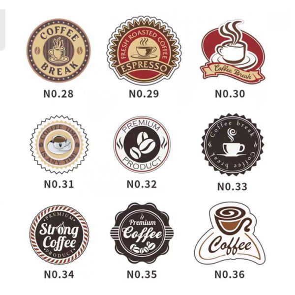 Die Cut Food Packaging Sticker for Coffee Paper Cup Logo Custom 60ml 80ml