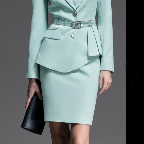 Мода 2021 Женский стройный формальный офисный юбки костюм с V-ошейник воротник и полные рукава