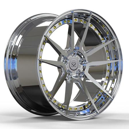 As rodas pisadas profundas forjadas 5x112 5x120 20inch de 2 partes lustraram os parafusos BMW do ouro dos raios dos bordos