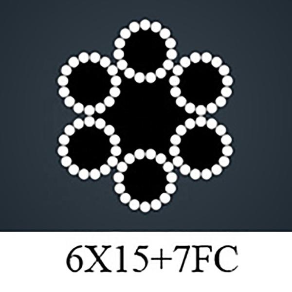 6X15 7FC 12 mm Cable de elevación de cable de alambre de acero galvanizado eléctrico para el servicio de procesamiento de unión y unión Otros equipos