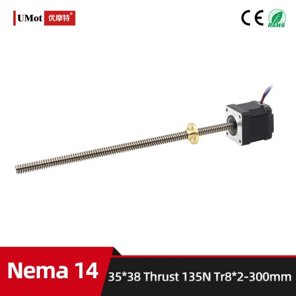 High Torque Nema 14 Linear Stepping Motor With 4 Leads Hybrid For Micro Linear Screw