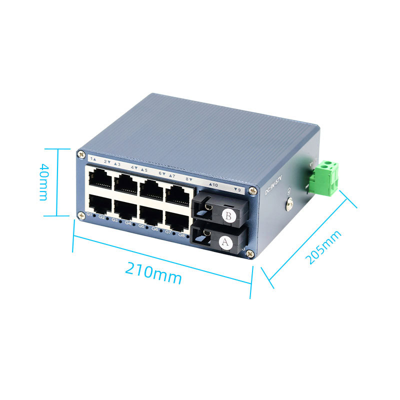 Industrial Mini Gigabit Fiber Ethernet Switch 2 Fiber 8 RJ45 Ports 1000Mbps Network Switch