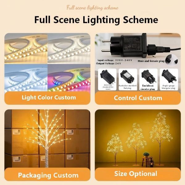 The luminous birch tree table lamp / floor lamp / copper wire tree lamp - essential items for creating a festive home and entertainment atmosphere during the New Year