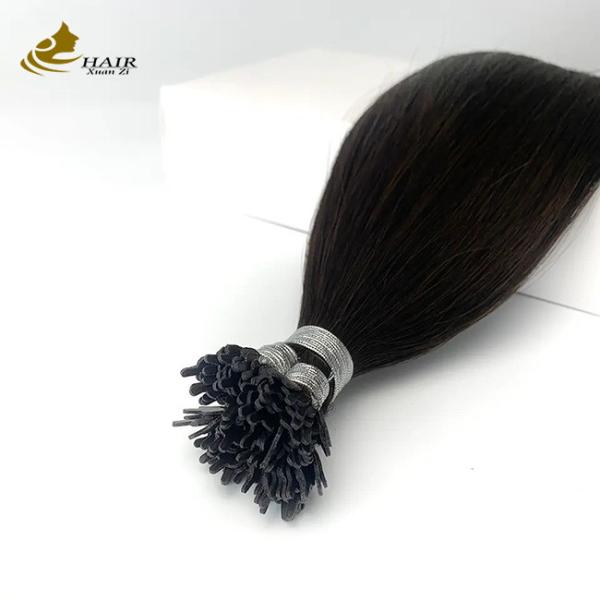 0.5g Extensões de cabelo de queratina pré-ligadas preto natural liso sedoso