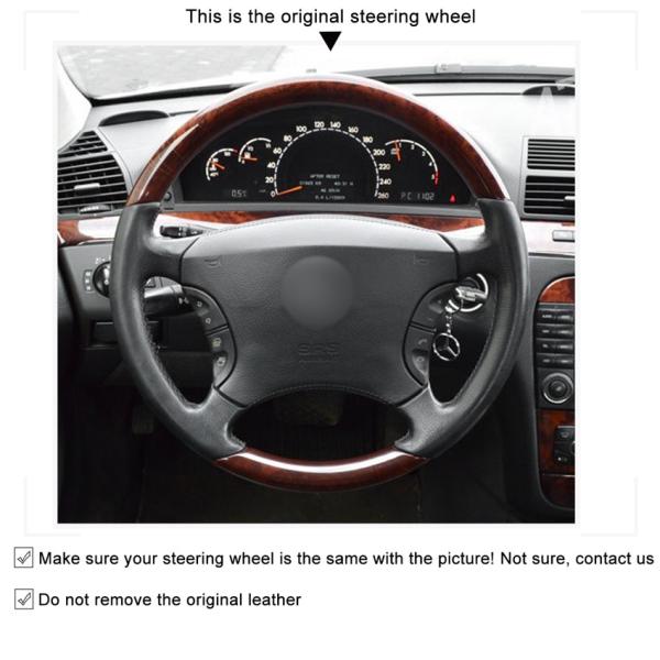 Custom Steering Wheel Cover for Mercedes Benz W220 W215 S430 S500 CL500 2000 2001 2002 2003 2004 20*15*7cm