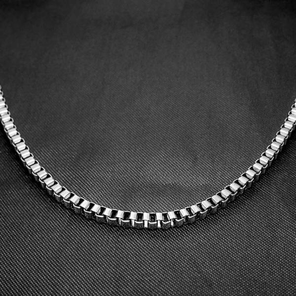 Men's 925 Silver Plated Titanium Stainless Steel  Box Chain Necklace (CE496)