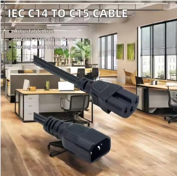 IEC C14 à C15 Cordon d'alimentation à température élevée 250V 10A pour les PDU de serveurs