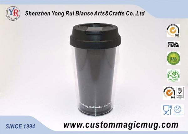 ODM Reusable Fasion Office Coffee Double Wall Plastic Cup With Silicone Lid