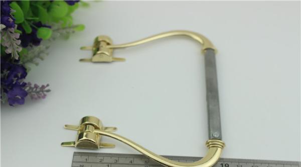 2018 Latest models design light gold 100 mm length leather metal handle for clutch bag