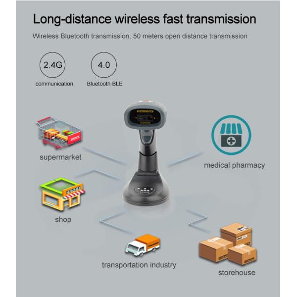 Беспроводной блок развертки штрихкода кода Bluetooth 1D 2D QR с поручая основанием