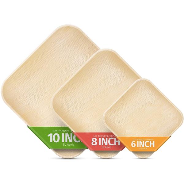 Biodegradable 6 квадратный поднос сервировки лист ладони для мясной закуски