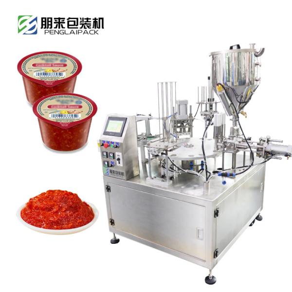 Automatic Rotary Cup Filling and Sealing Machine for Chili Sauce,Jam and Food Packaging