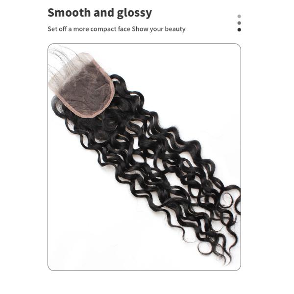Fine Hand Tie 8A 10 inch Remy Human Hair Closure Water Wave 25.4cm