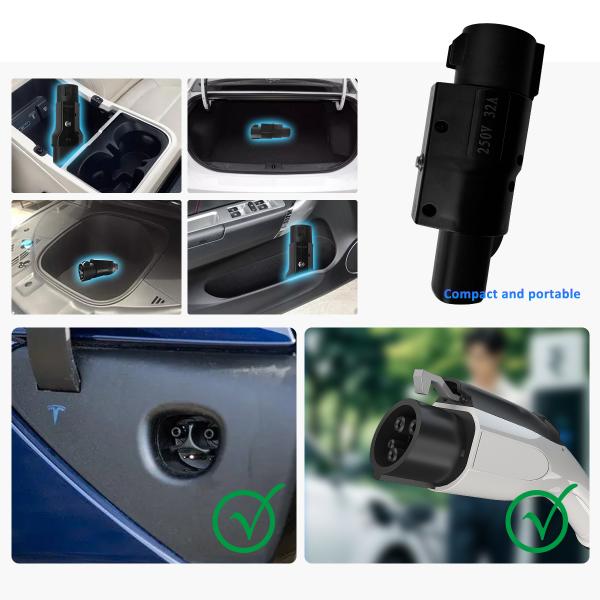 Compact and Portable 220V 7KW 32A Adapter for Tesla Car Type 1 Charging Pile to Tesla Car EV Charge Customized Plug Type1