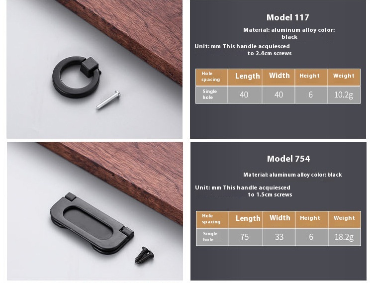 Solid Black Modern European Stainless Steel Alloy Solid Handle for Cabinet Shoe Door Surface Mounting Furniture Hardware