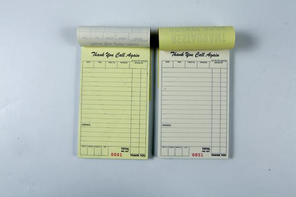 007  100-Page Yellow Cover Board Paper docket book with Two Parts White Bond Paper