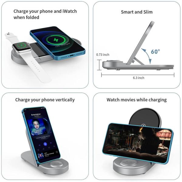 carregador sem fio do suporte magnético rápido de Qi da carga 15W para Iphone 12