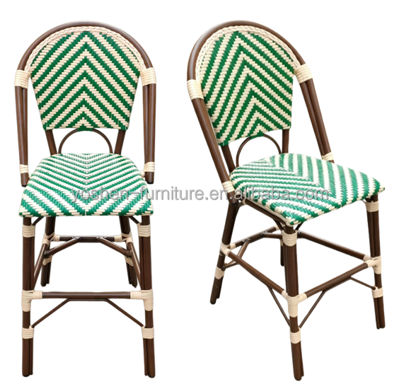 French Bistro Style Bar Stools Set Vintage Counter Height Stools with Cane Back
