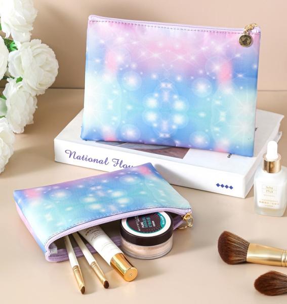 Toiletry Bag,Water Resistant Cosmetic Organizer For Bathroom, Quart Size Clear Iridescent Hard Shell Zipper Case For Toiletries,Portable Storage For Women Girls,Travel Essentials