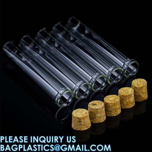 Plastic Glass Test Tubes with Cork Stoppers, Liquid Sample Vial, Leak-Proof, Jars Tube Containers With Wood Lid