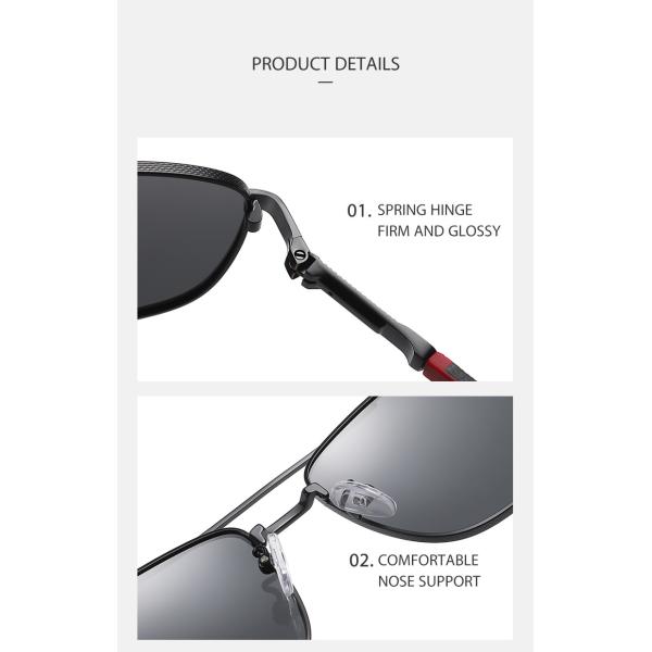 Classic Retro Rectangular Metal Sunglasses Polarized Shatterproof