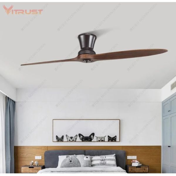 Dimmable ceiling fan with LED Light 60 inch Indoor wood Two-Blade Ceiling Fan light(WH-VLL-40)