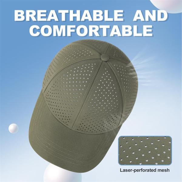 Casquettes de golf perforées 6 panneaux personnalisées en gros avec découpe laser, chapeau de golf unisexe à logo personnalisé, casquette de baseball en maille